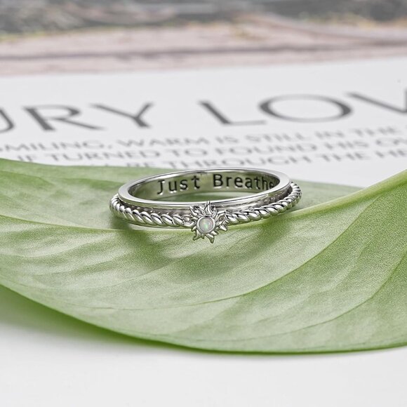 925 Sterling Silver Fidget Ring with Spinner for Anxiety for Women- Jewelry Gift - Picture 6 of 7